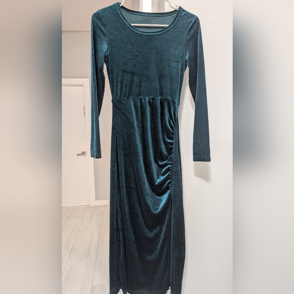 Emerald Green Velvet Dress